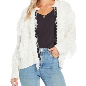 Open Front Shacket Fringe Bridal White Bachelorette Size XS/S